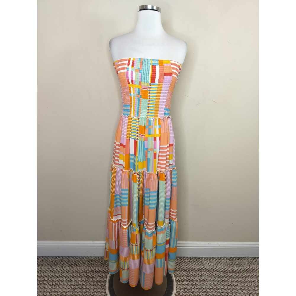 Anthropologie Multicolor Strapless Midi Dress